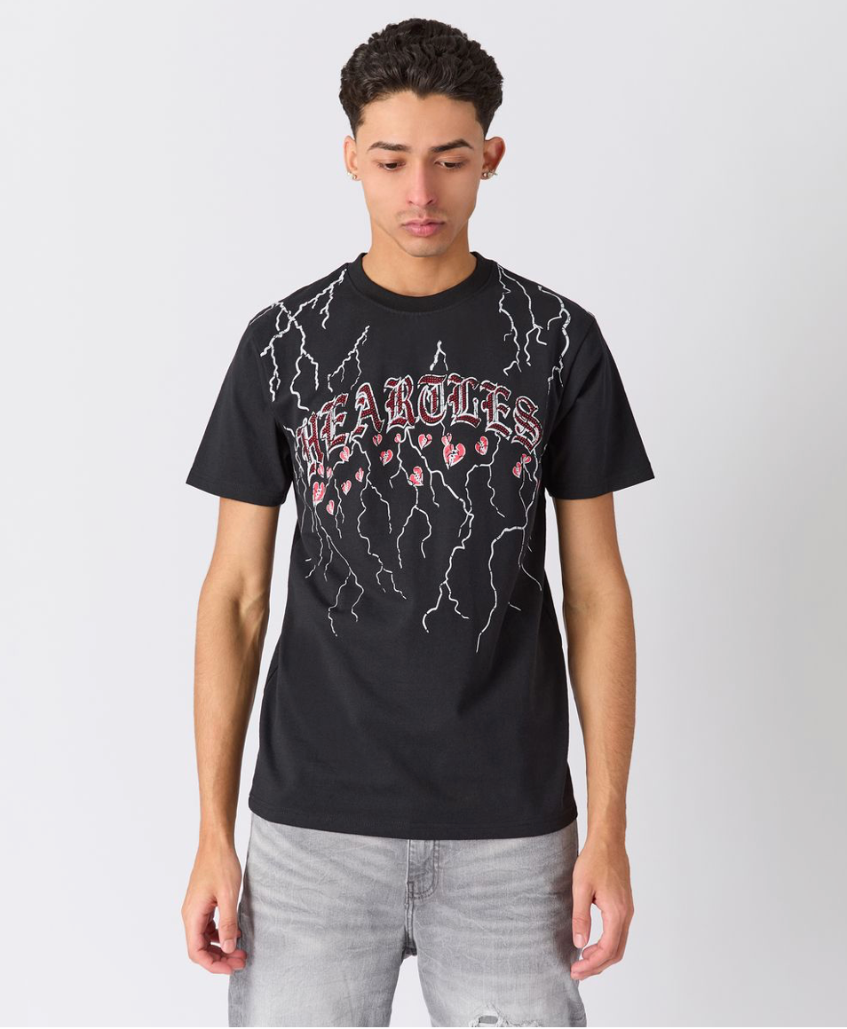 Heartless Rhinestone Tee - Black