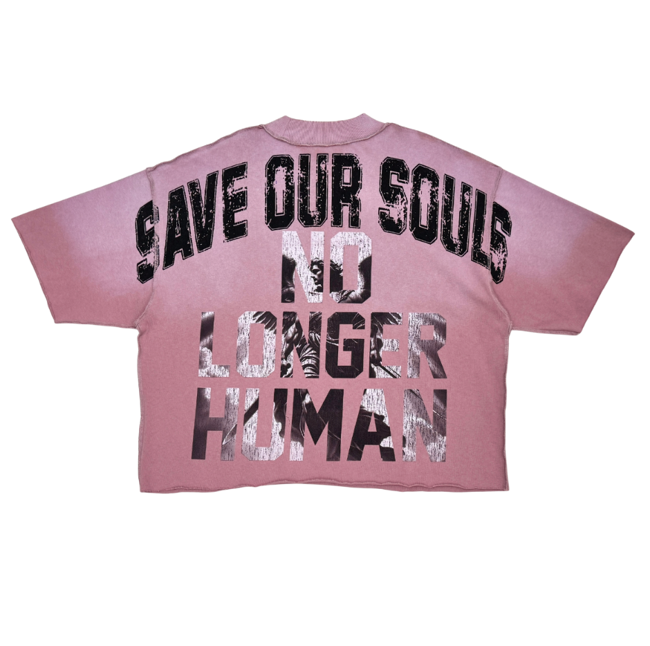 Save Our Souls Rhinestone Cropped Tee - Pink