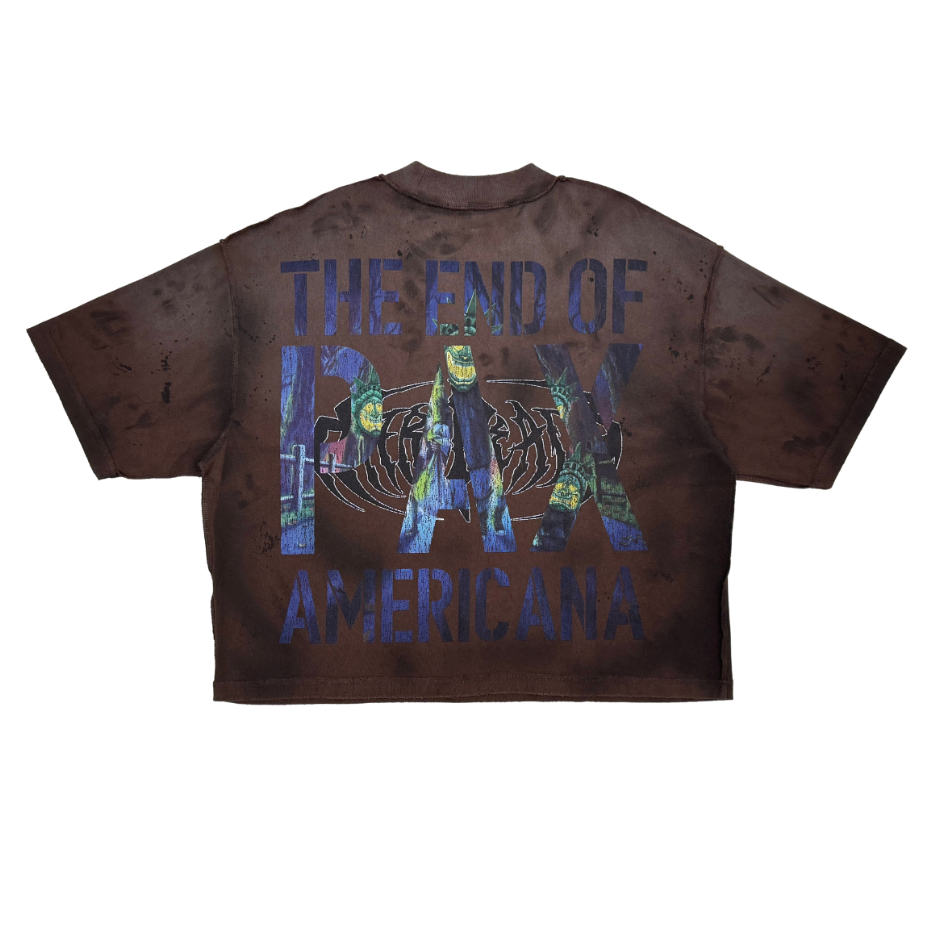 Bad Habit Rhinestone Cropped Tee - Brown