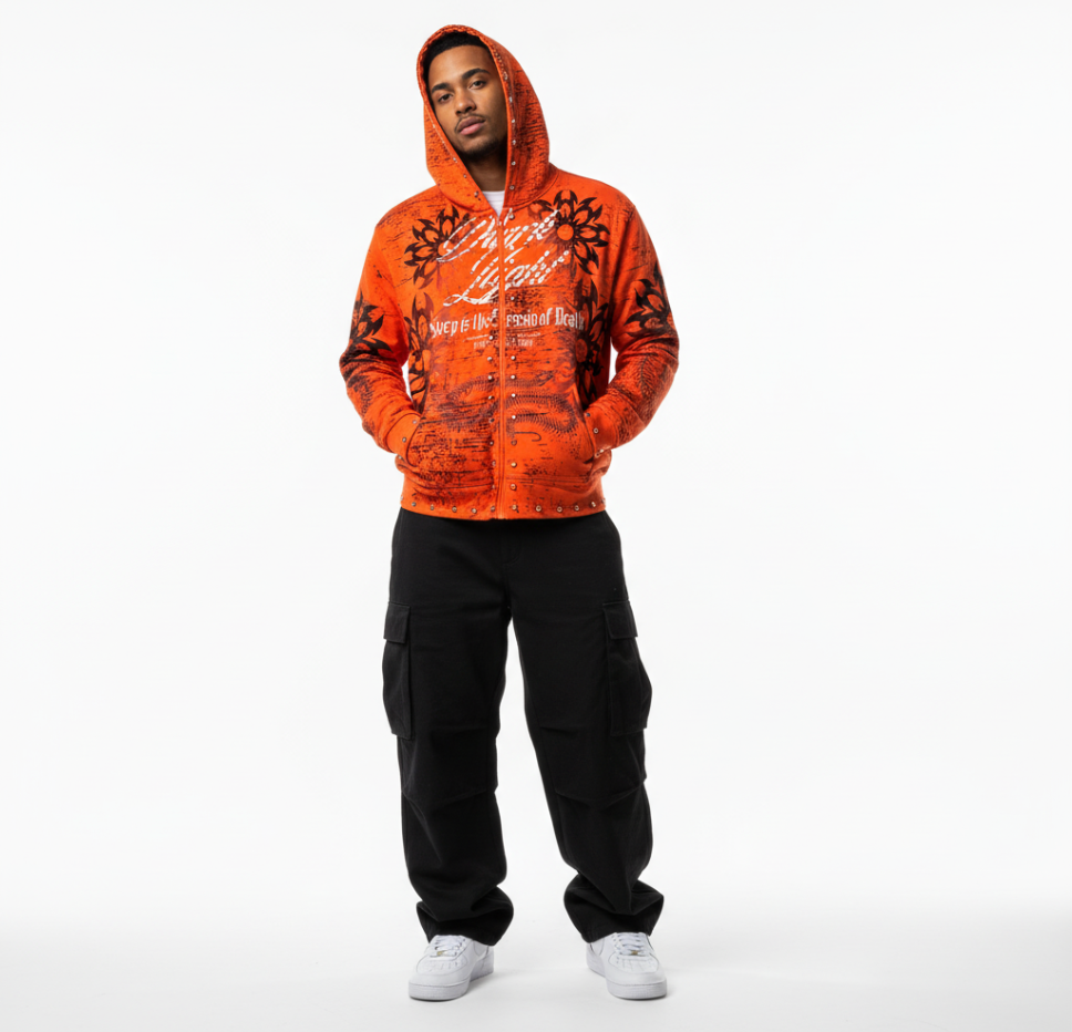 Dissorder Dark Light Zip Up - Orange