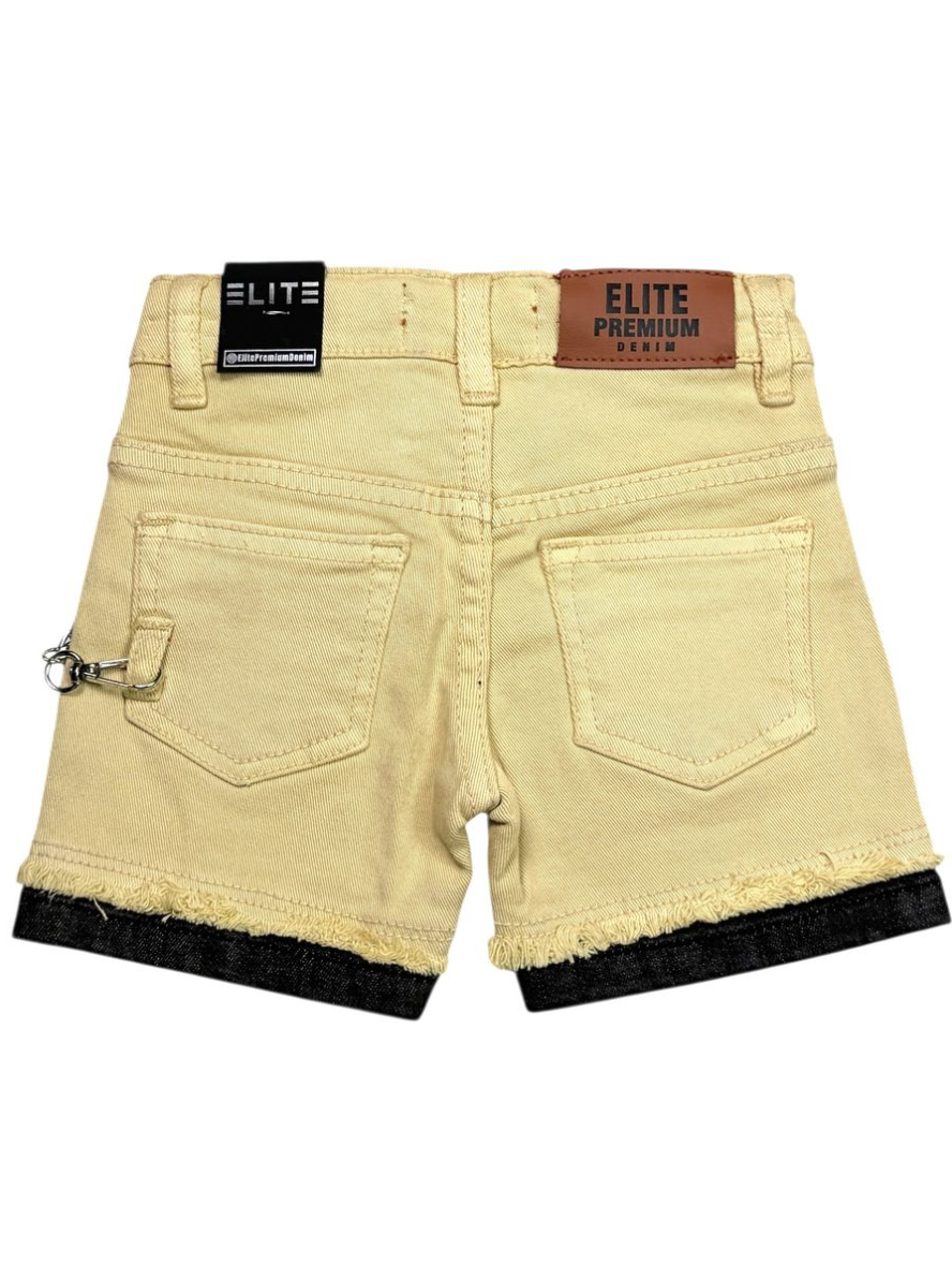 Embellished Kids Jorts - Khaki