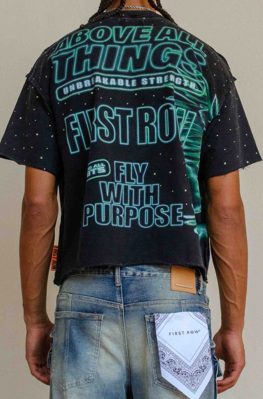 First Row First Flight Cropped Tee - Black