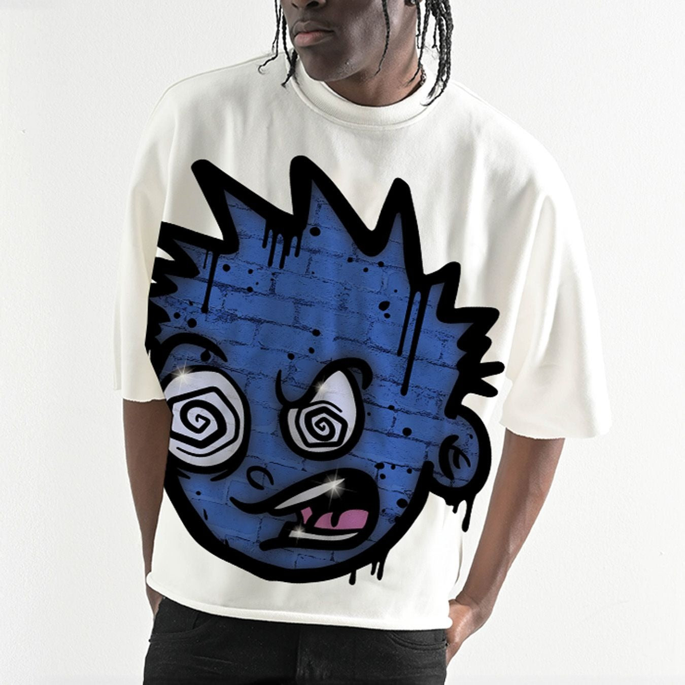 Oversized Two Panel Cropped T-shirt - White