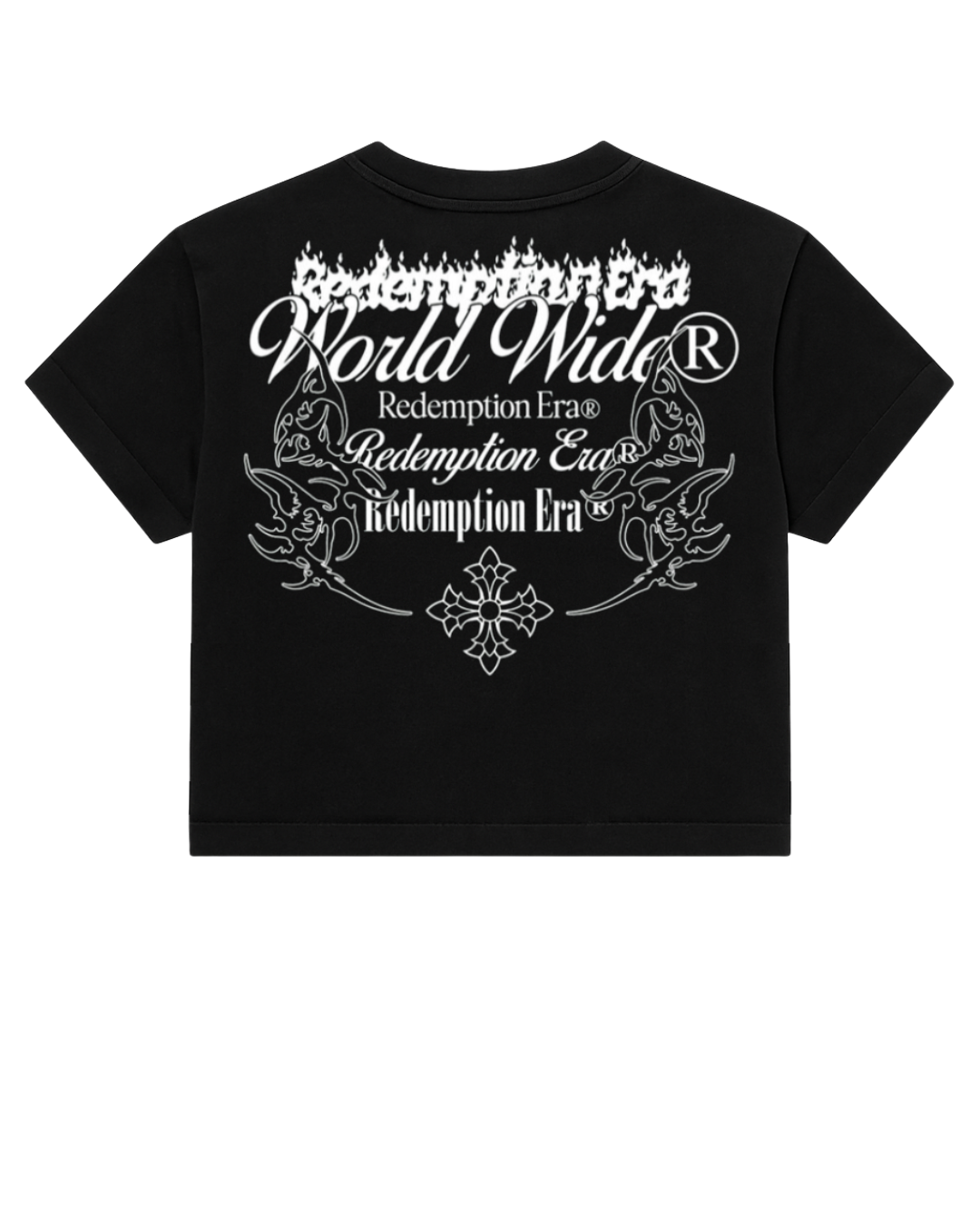 Worldwide Cropped Tee - Black