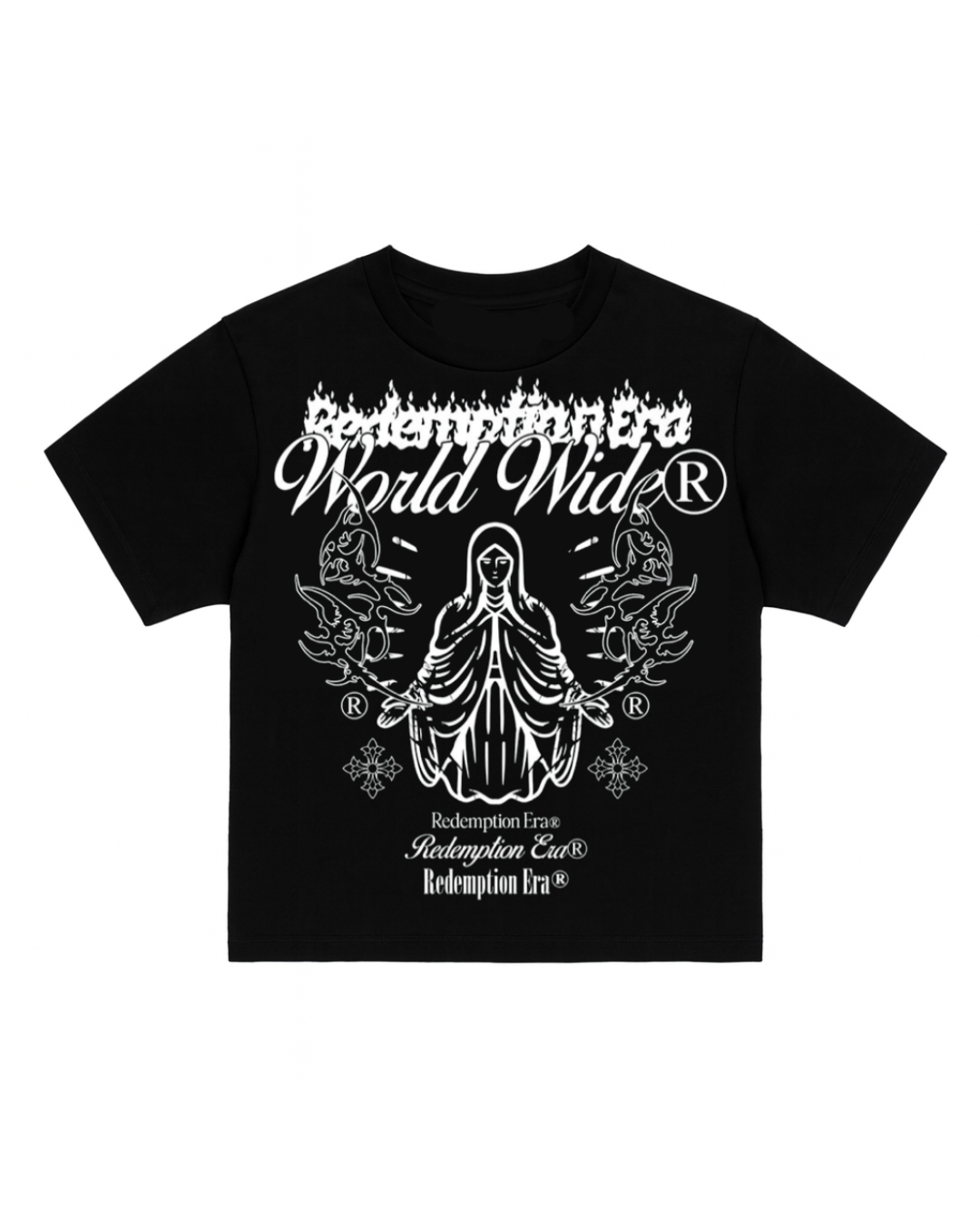 Worldwide Cropped Tee - Black