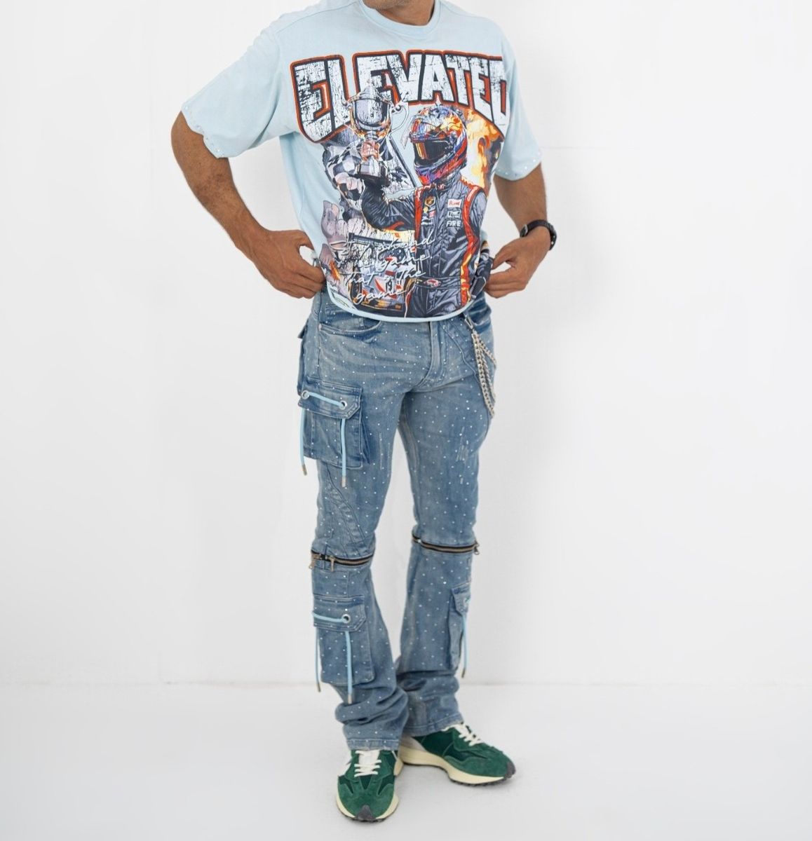 Elevated Stone Cropped Tee - Sky Blue