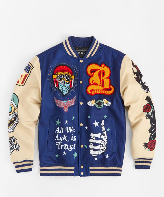 Born Free Varsity Jacket - Blue