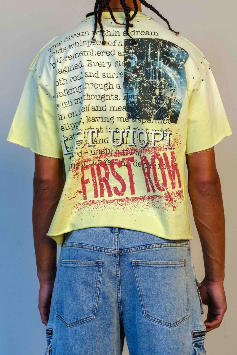 First Row Lost Utopia Program Cropped Tee - Yellow