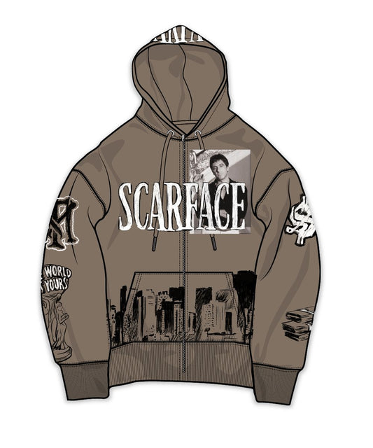 Scarface Full Zip-up Hoodie - Mocha