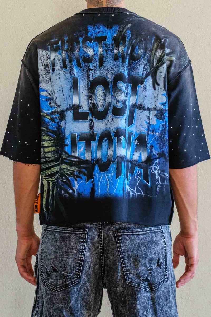 First Row Lost Utopia Myth Cropped Tee - Black