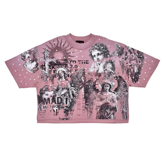 Washed Heavy Tee Rhinestone Details - Dusty Pink
