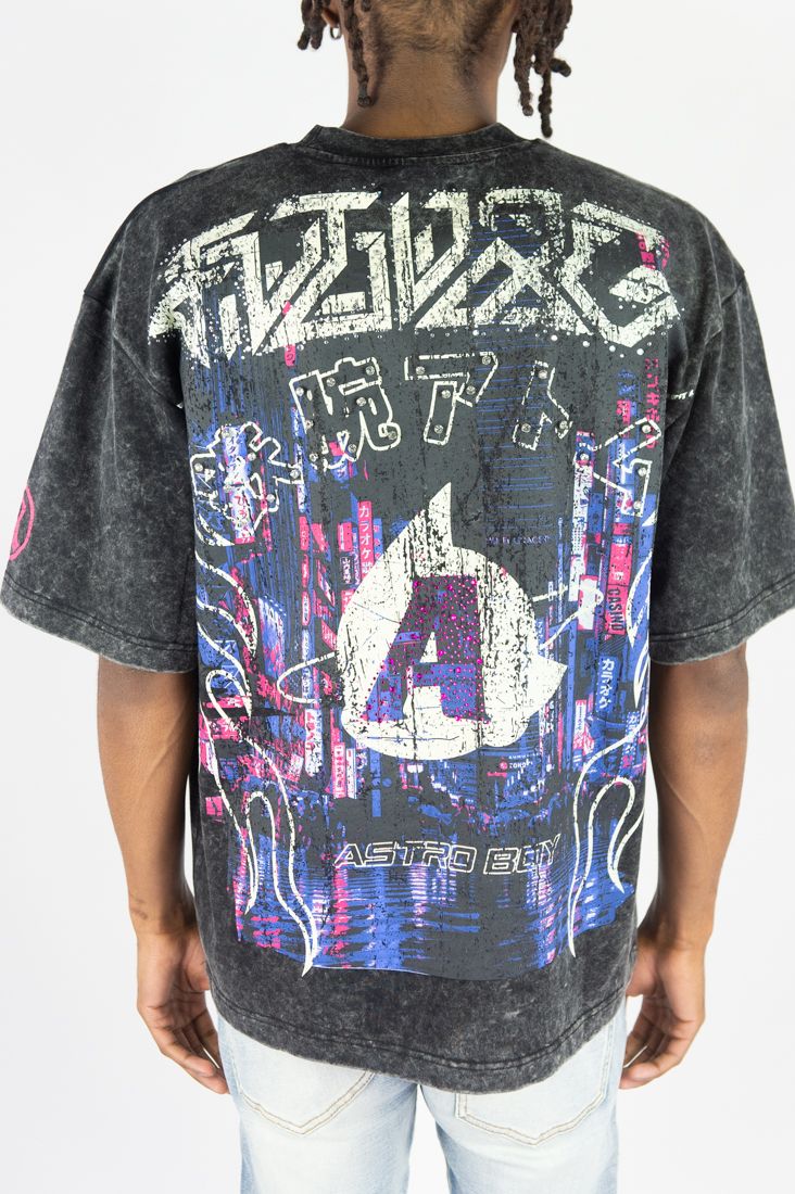 Future Astro Acid Washed Graphic Tee - Black