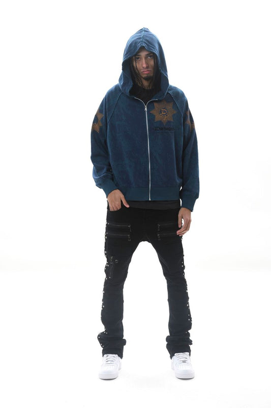 Darkages Zip Up Hoodie - Dark Blue