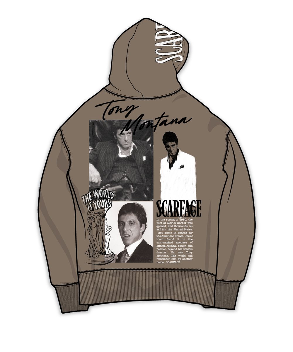 Scarface Full Zip-up Hoodie - Mocha