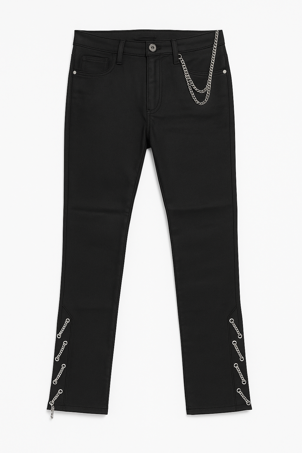 Side Chain Stacked Fit Waxed - Black