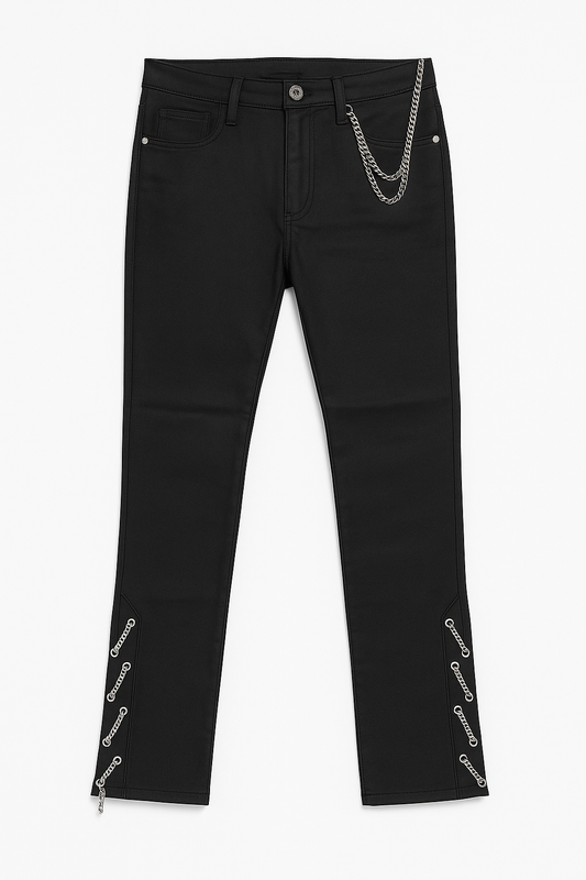 Side Chain Stacked Fit Waxed - Black