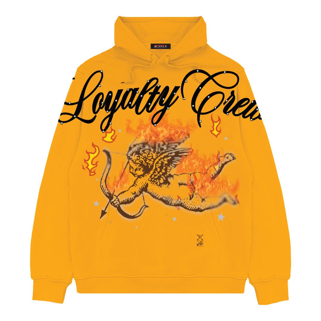 Loyalty Crew Rhinestone Hoodie - Gold