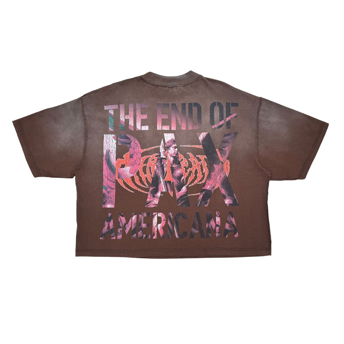 Washed Heavy Tee Rhinestone Details - Brown