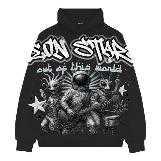 Neon Star Digital Hoodie - Black