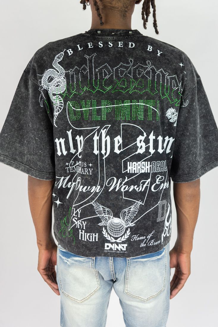 Fearlessness Acid Wash Tee - Black