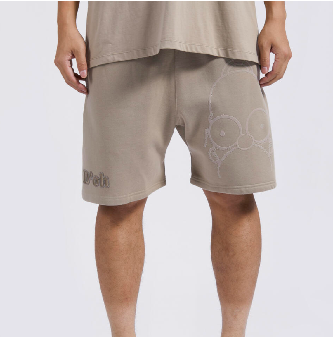Fm30426 Simpsons-D'oh- Mens Fleece Loose Fit Short - Taupe