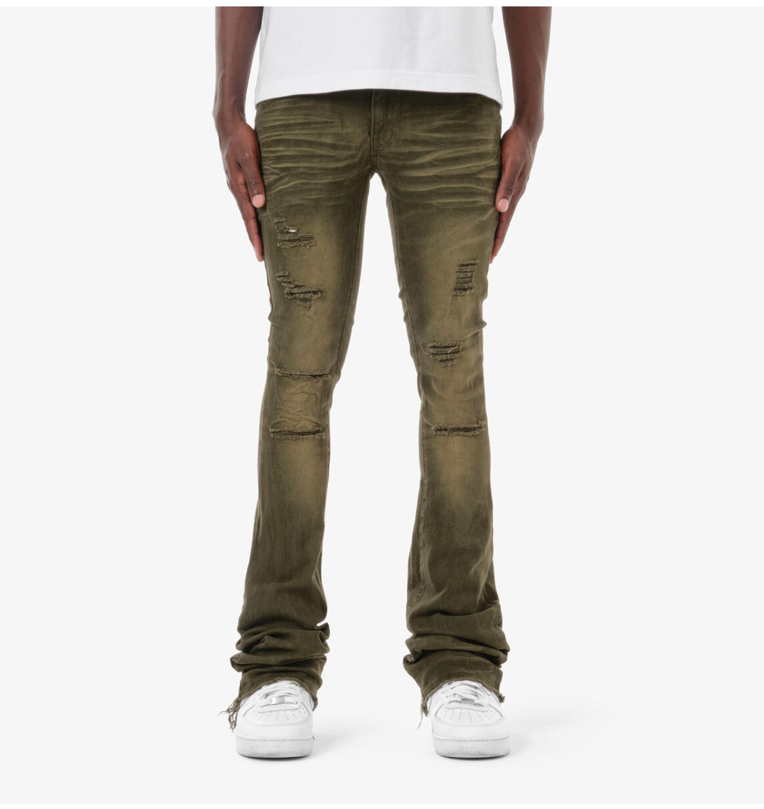 333249 Olive Super Stretch Stacked Jeans
