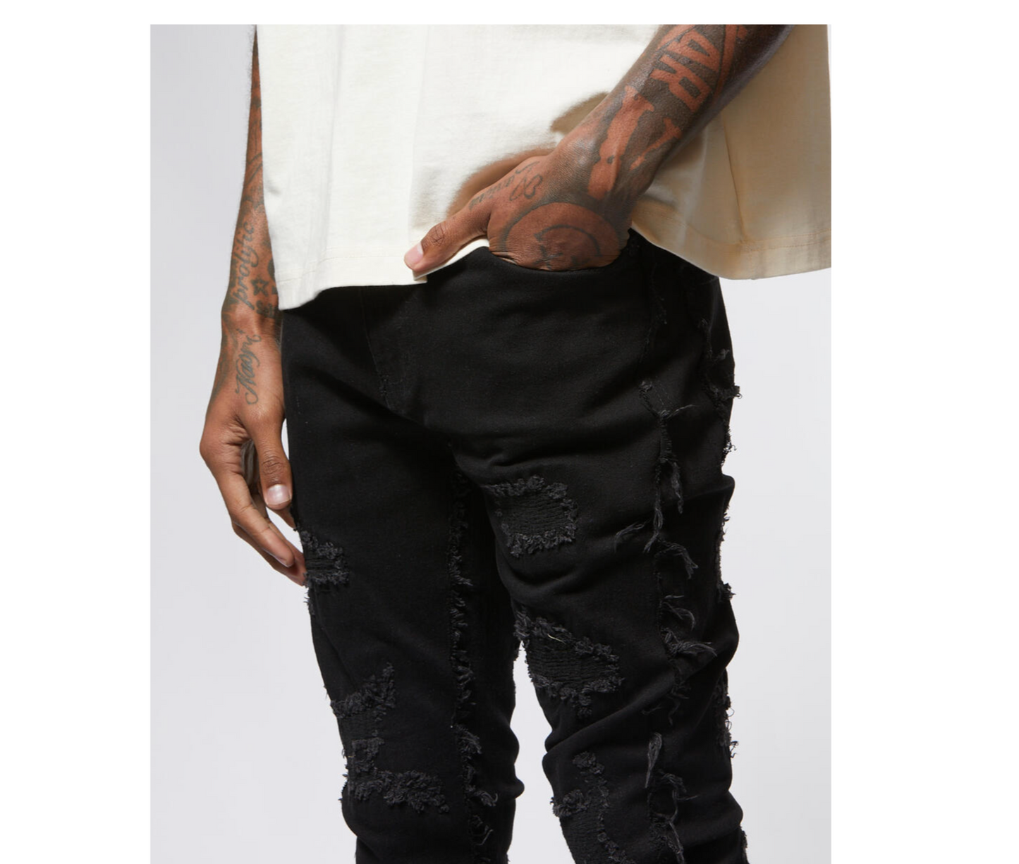 Ajd3023 Black Stacked Jeans