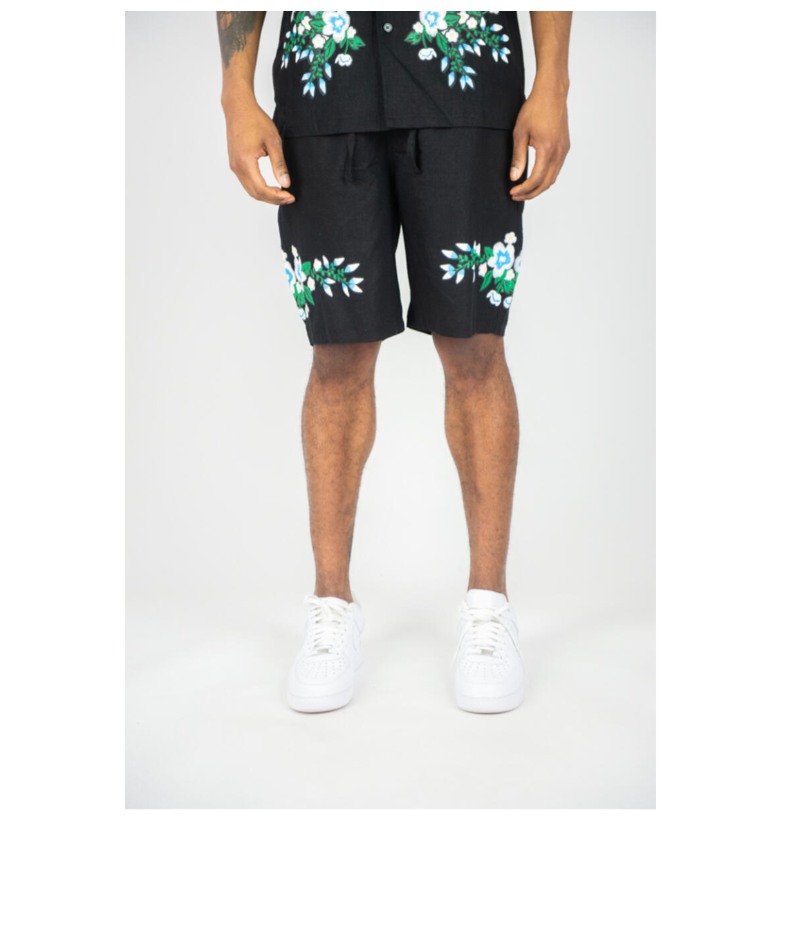 Floral High Density Print Linen Shorts