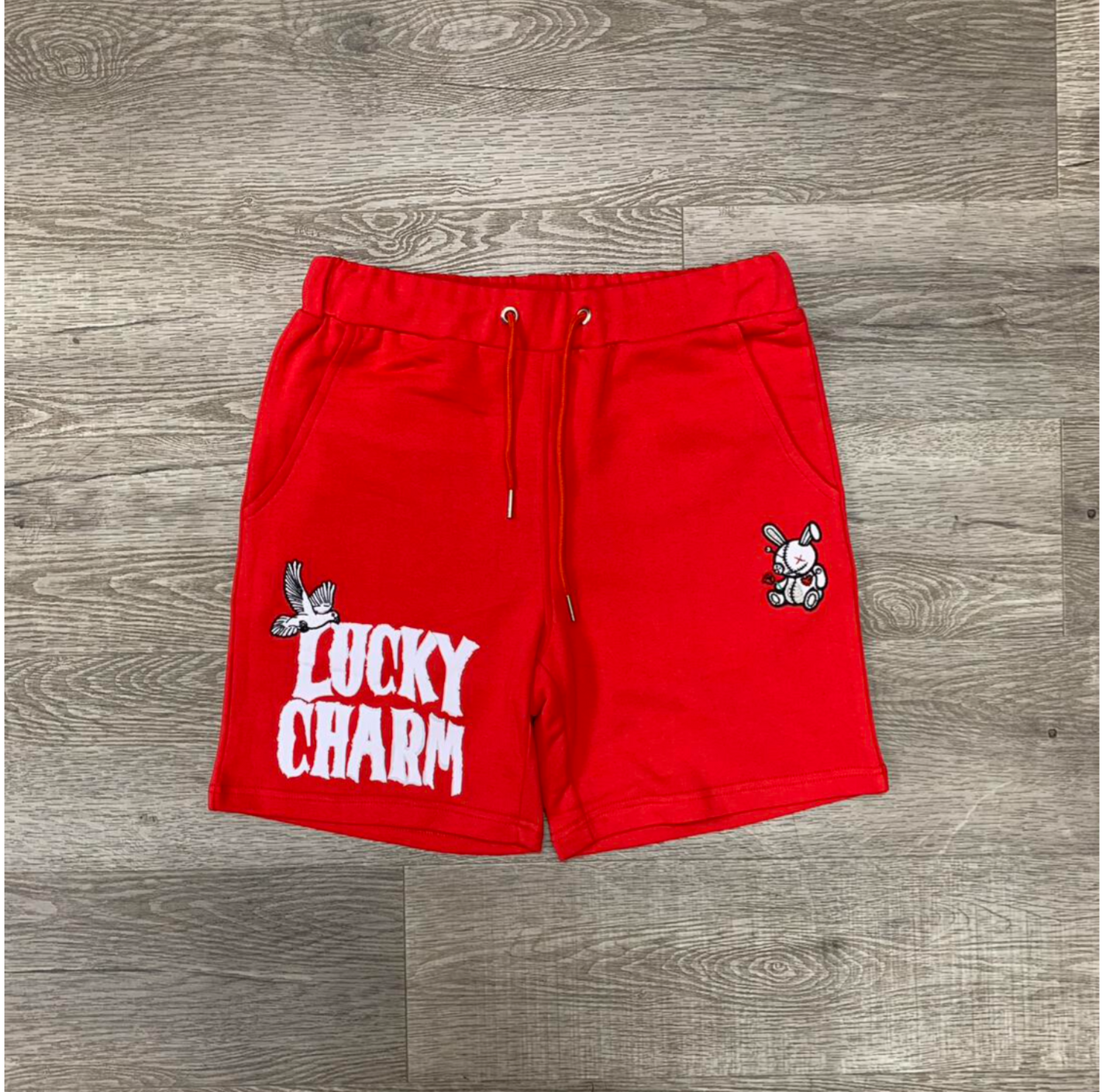 "Lucky Charm Heaven" French Terry Shorts - Red (S1061)