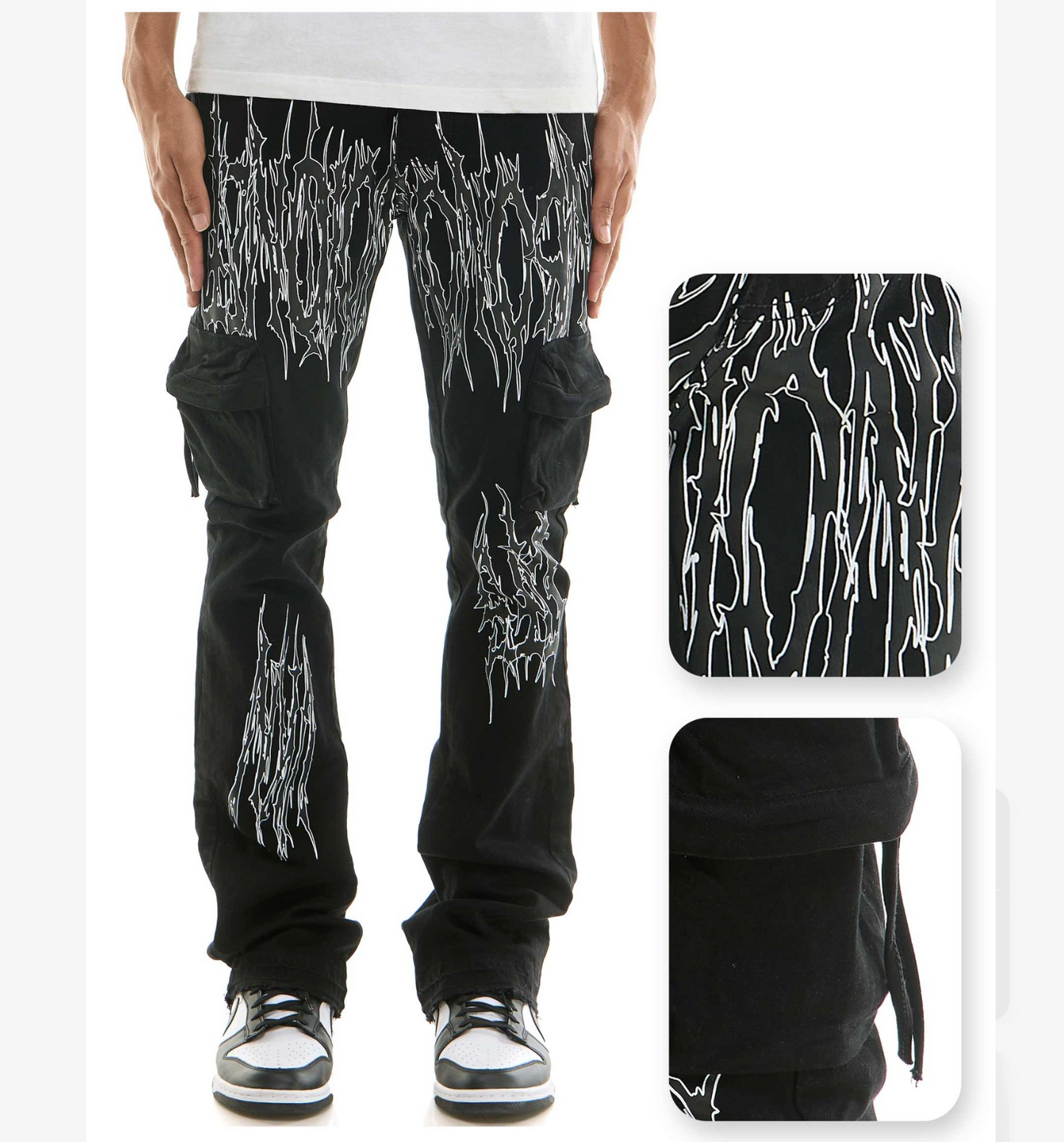 Thorn Cargo Stacked Jeans - Black