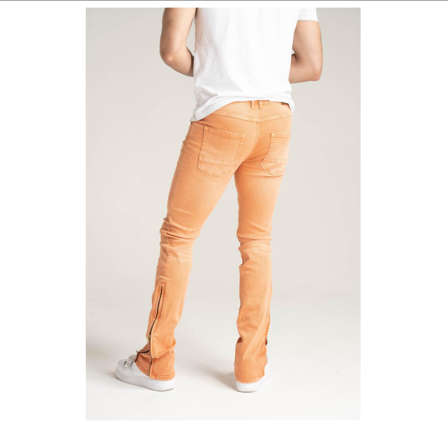 B2064 Adjustable Skinny fit Stack jeans - Papaya