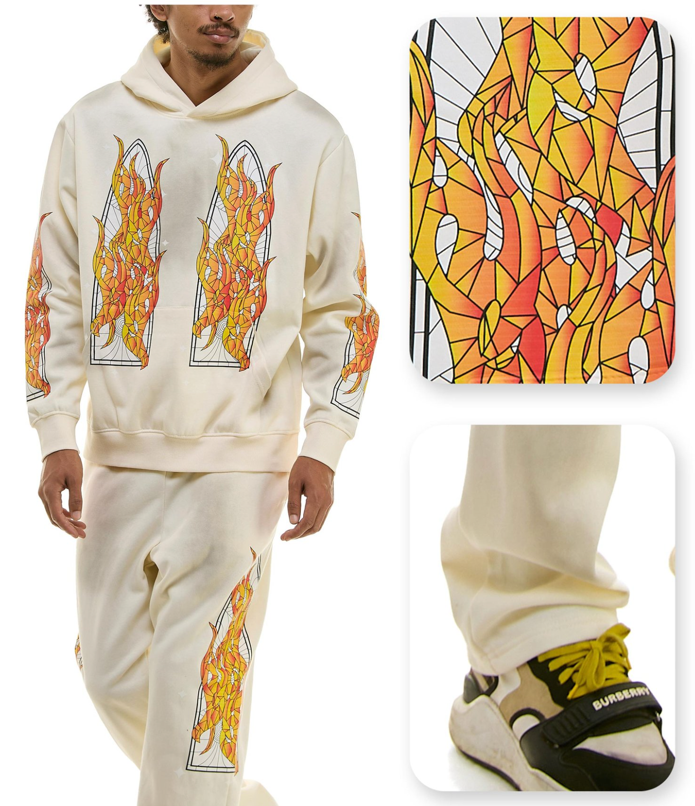KNC010 - Cream Hoodie Flame WIndow