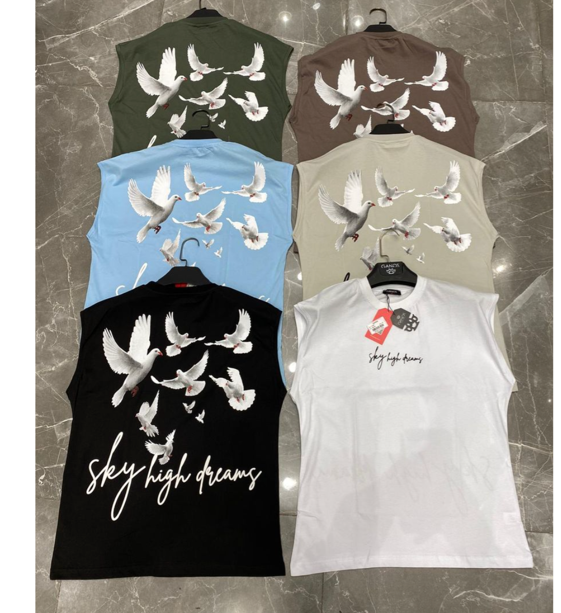 Sky High Dream Muscle Tee - Light Grey