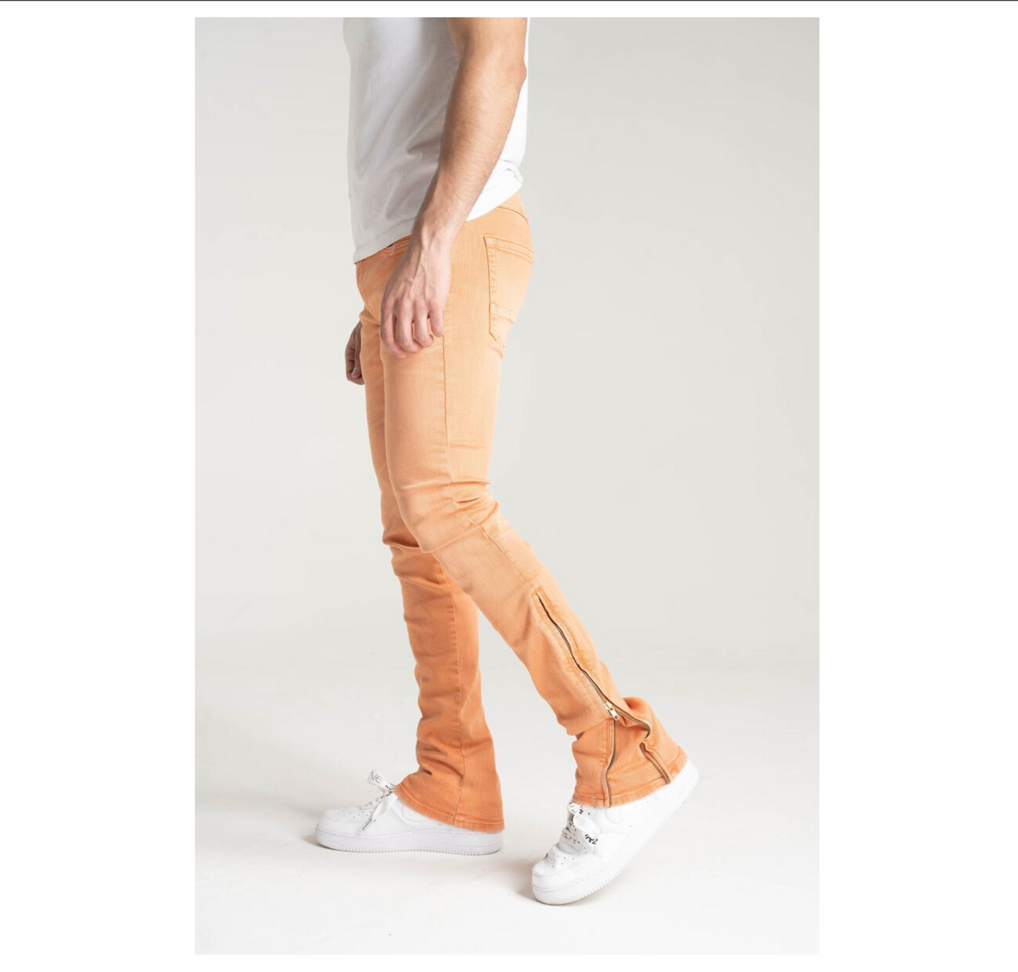 B2064 Adjustable Skinny fit Stack jeans - Papaya