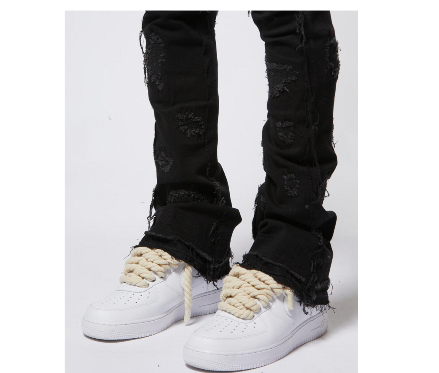Ajd3023 Black Stacked Jeans