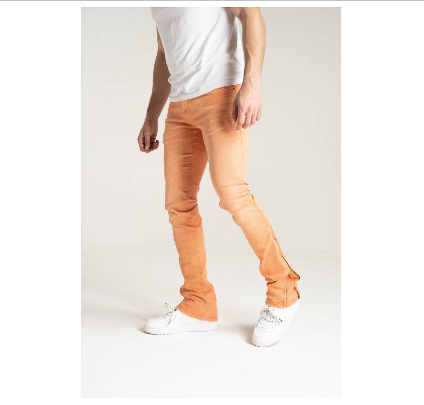 B2064 Adjustable Skinny fit Stack jeans - Papaya
