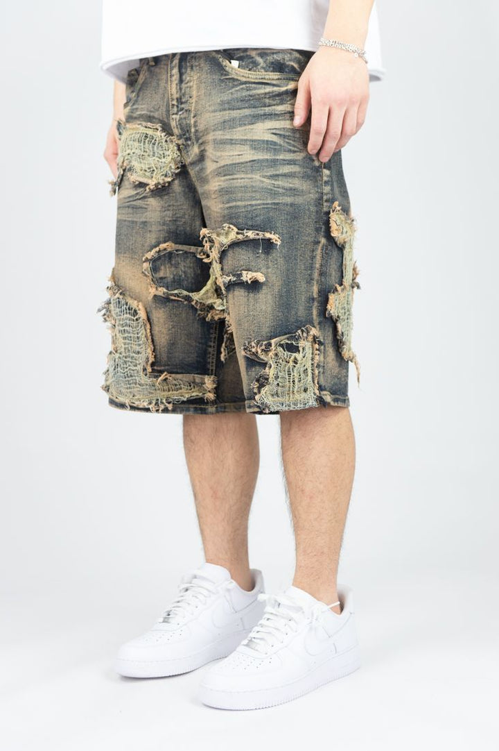 Burlap Patched Shorts -Vintage