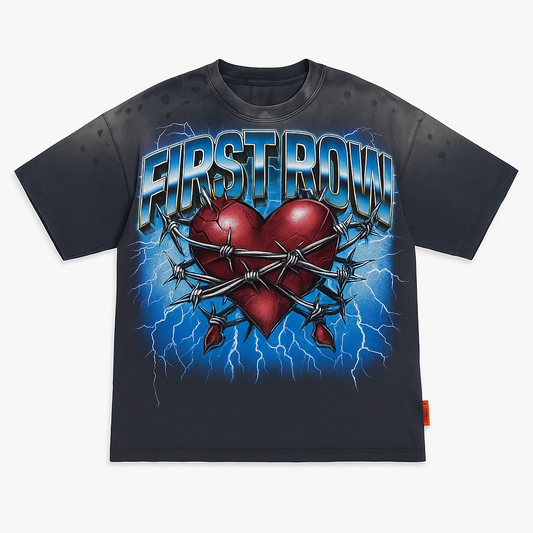 First Row -Multi Stone A Scared Vow Cropped Fitted Tee - DK Grey
