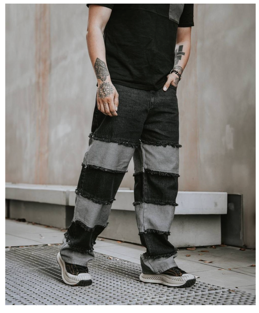 Zebra Baggy Jeans - Black