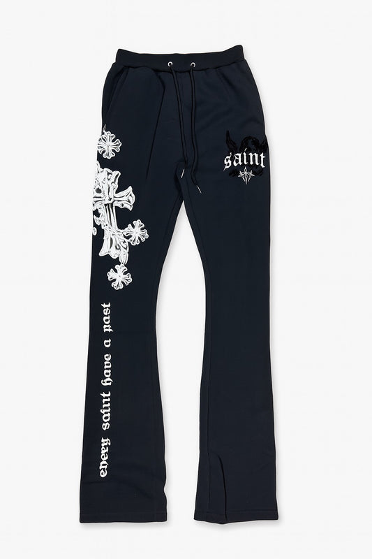 Saint Stacked Sweats - Black