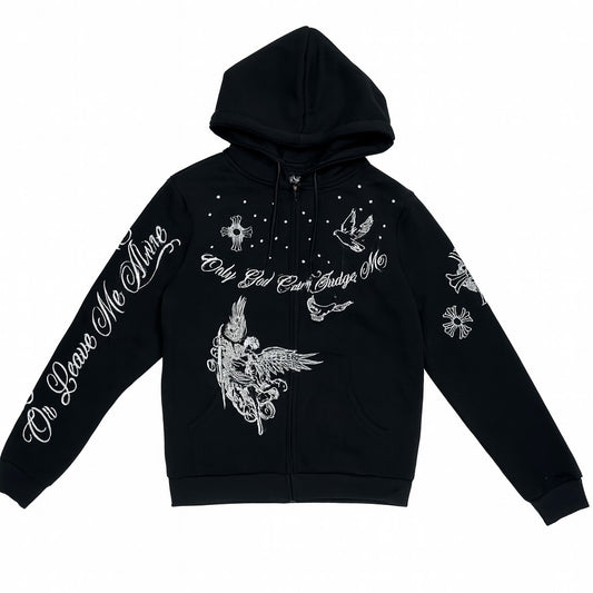 Only God Can Judge Me Zip Up - Black