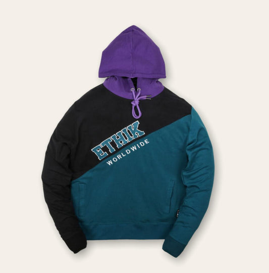 FW20006 Ethik Slashed Hoodie BLACK/PURPLE