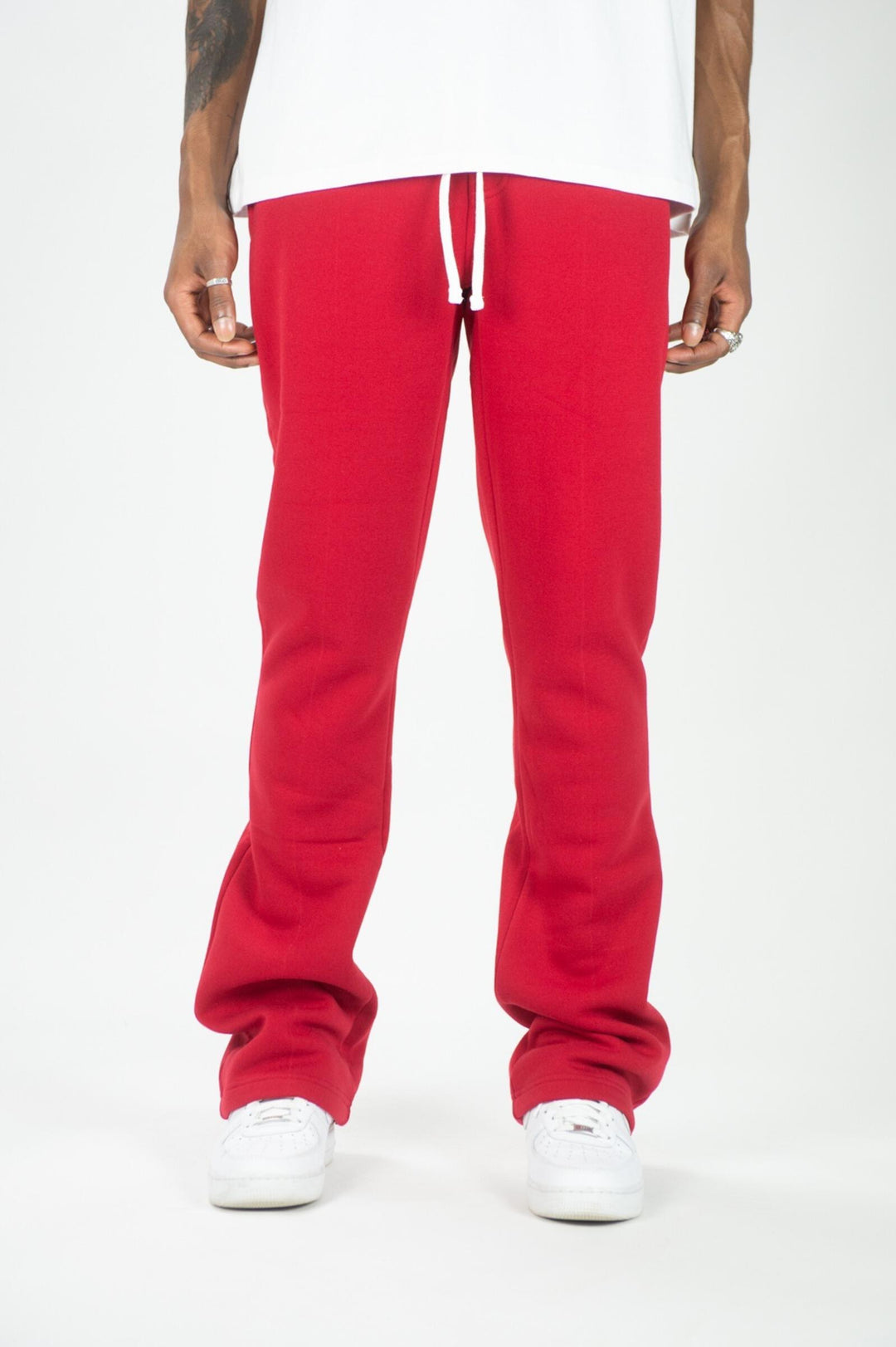Stacked Fleece Sweatpants - Red