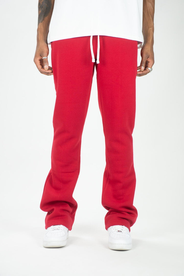 Stacked Fleece Sweatpants - Red
