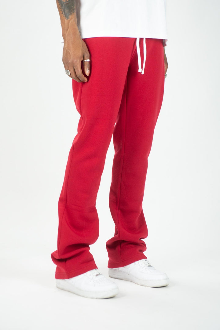 Stacked Fleece Sweatpants - Red