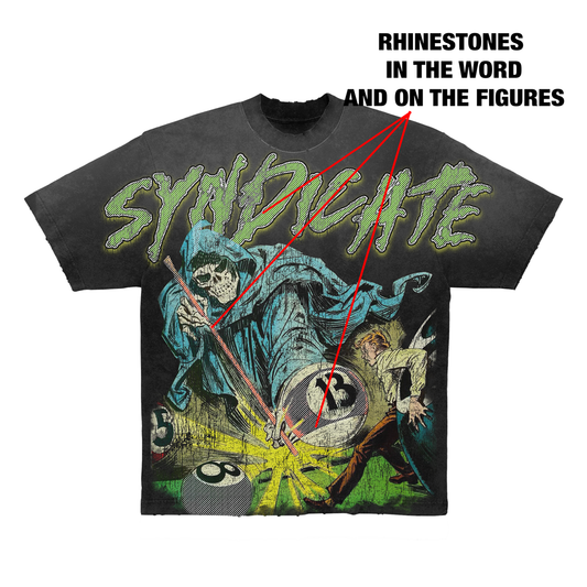 Syndicate "13" Cropped Tee - Black/Green Wash