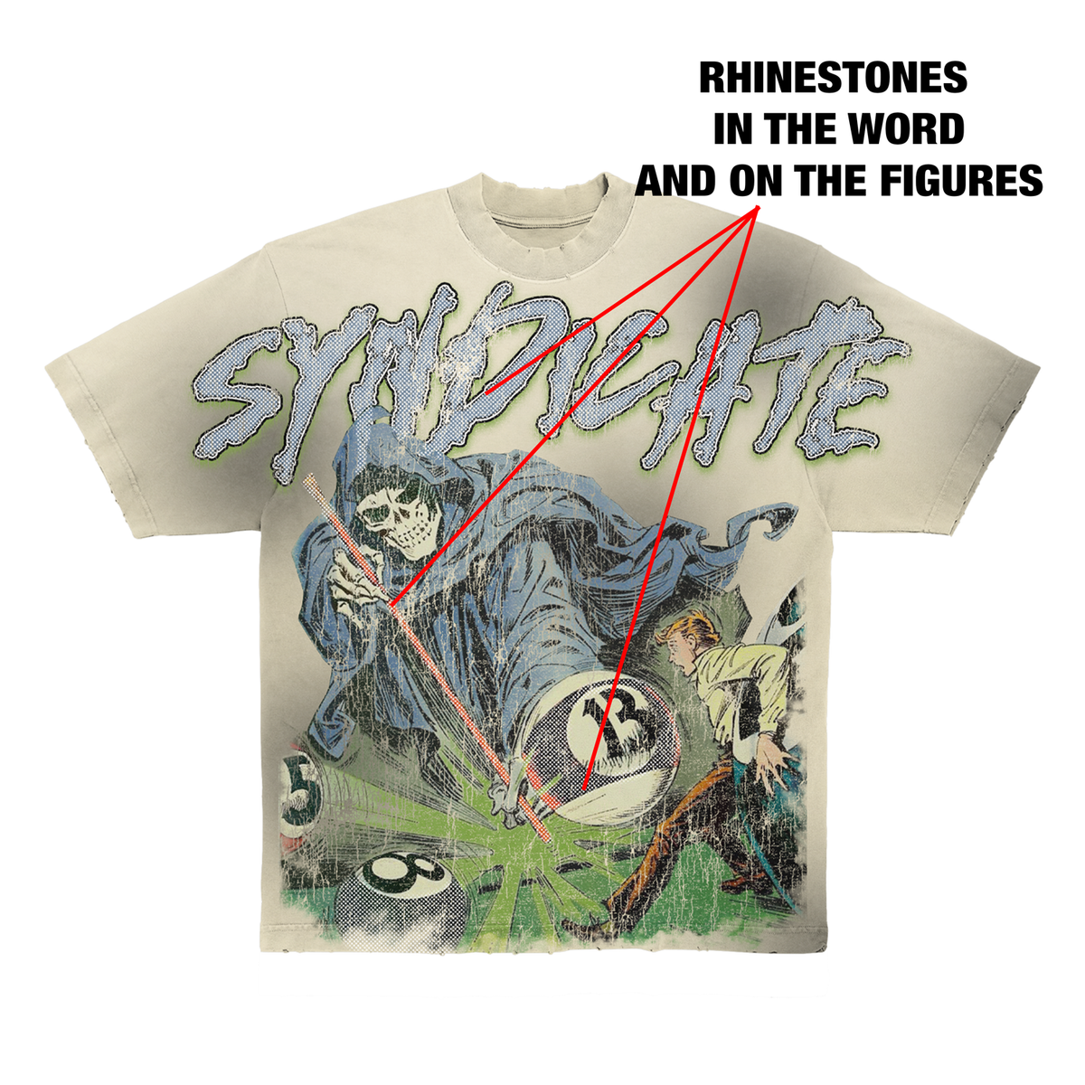Syndicate "13" Cropped Tee - Cream Overspray