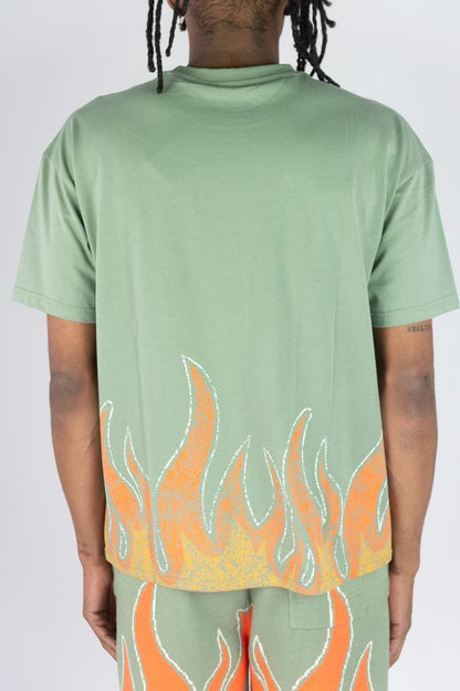 Flame 8 Ball Oversized Tee - DK Sage