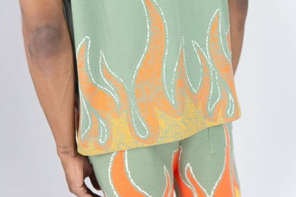 Flame 8 Ball Oversized Tee - DK Sage