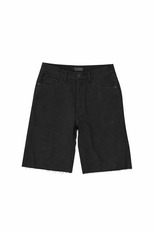 Rhinestone Jorts - Black